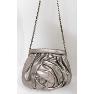 Beautiful People Silver Ruched‎ Distressed Leather Shoulder Bag